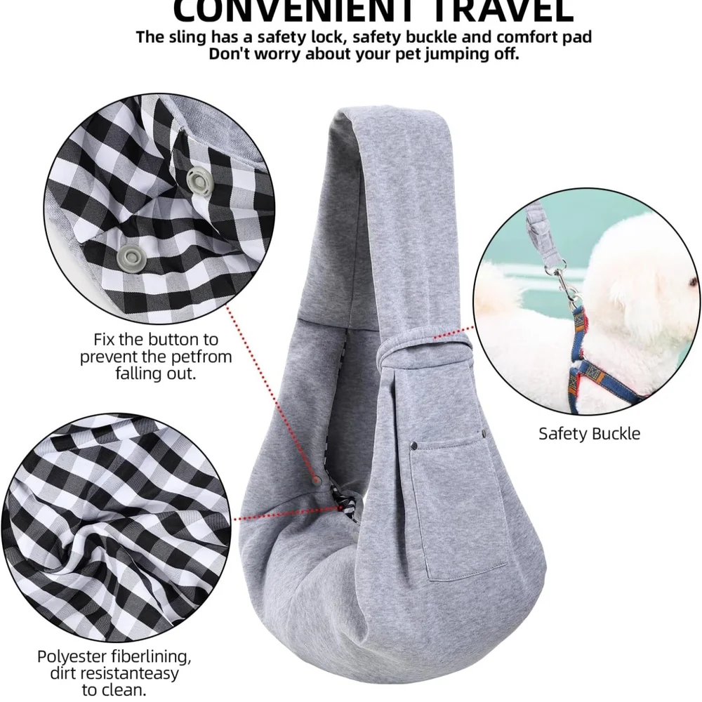 Gray Dog Travel Sling Carrier for Easy Pet Transport